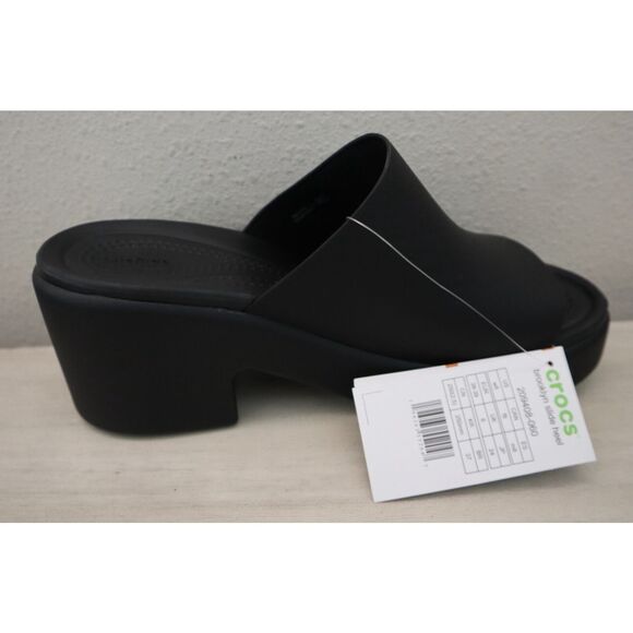 Crocs 209408-060 Women's Sz 8 Black Brooklyn Slide Heel Sandals - Picture 4 of 10